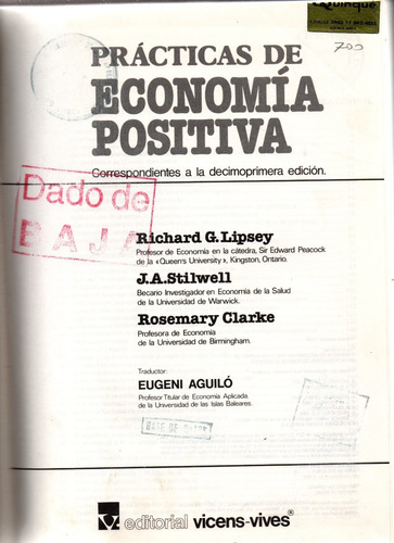 Practicas De Economía Positiva - Lipsey - Vicens Vives - G