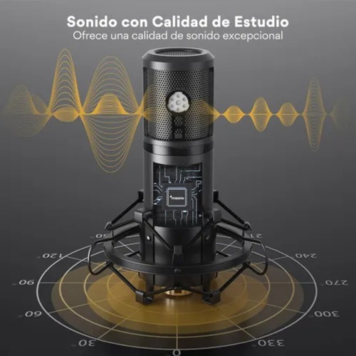 Micrófono Usb Pc, Micrófono Condensador Profesional L 192khz Negro