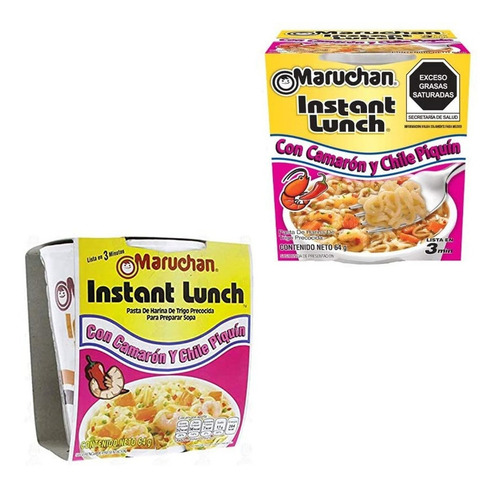 Caja Sopa Instantánea Maruchan Camarón Y Chile Piquín 12 Pz