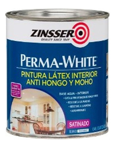 Pintura Latex Interior Perma White Satinado 4 L Zinsser M M