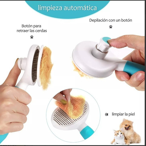 Cepillo Peine Push Aseo Mascotas Con Expulsor Pelos