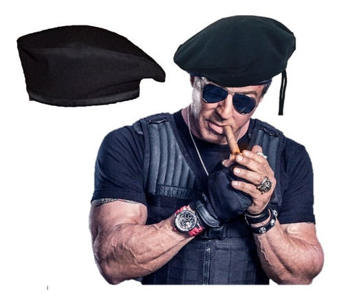 Boina Unisex Negra Tipo Militar