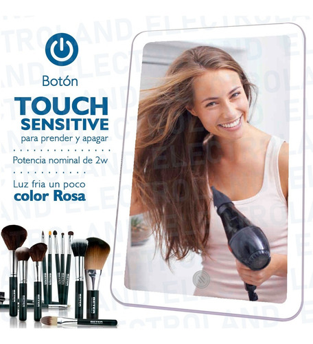 Espejo Luz Led Tactil Maquillaje Carga Usb Portable Touch
