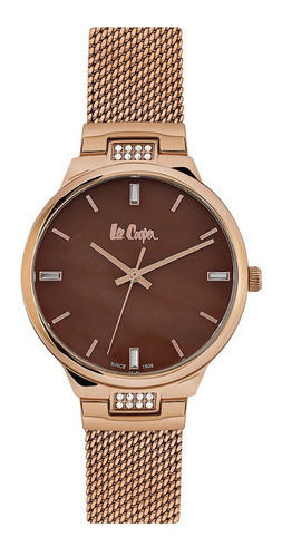 Reloj Lee Cooper Lc06557.440 Para Mujer En Acero Oro Rosa Color del fondo Café