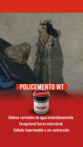 Cemento Rapido Contra Presion De Agua 5kg - Wt Policemento