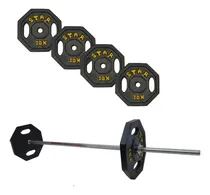 Comprar Set 40 Kilos Pesas + Barra Cromada (recta , Z O W ) Color Negro
