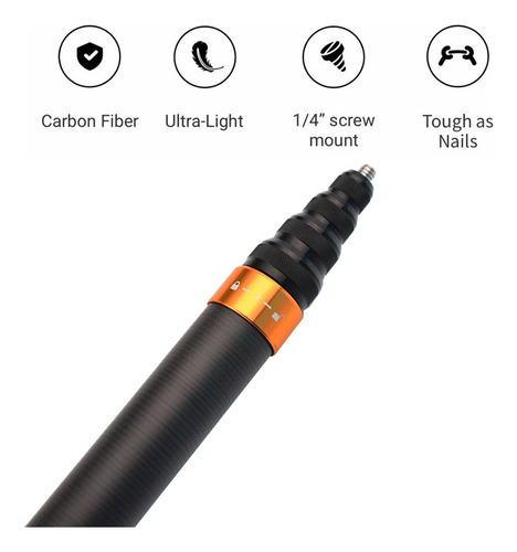 Stick De Selfie De Edição Extensível Invisível De Fibra De C