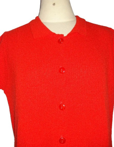Remera Tejida Boucle De Hilo Rojo Talle L , Impecable