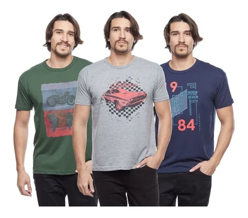 4 Camisetas Barata Masculinas Plus Algod o Pronta Entrega