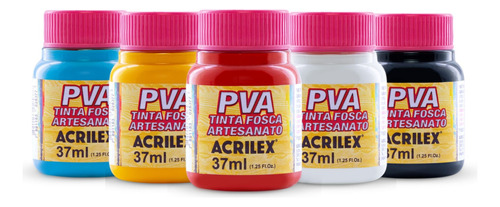 5x Tinta Para Artesanato Pva Acrilex 37ml (escolha As Cores)