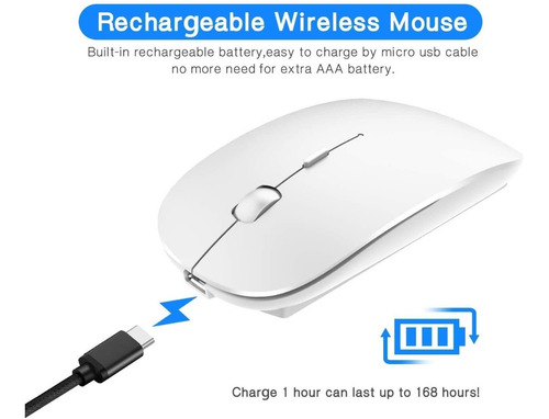 Imagen 3 de 7 de Ratón Inalámbrico Usb Recargable 2.4g Wireless Mouse