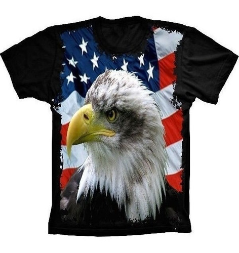 Camiseta Estilosa 3d Bandeiras - Estados Unidos Águia