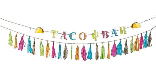 Taco Bar Garland - 7 Feet Long - Taco Tuesday, Cinco De Mayo