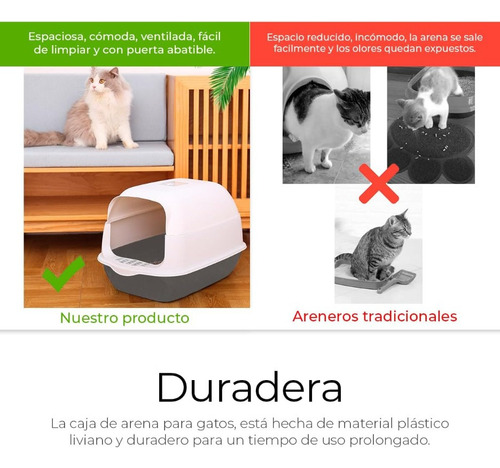 W Caja De Arena For Gatos Cerrada Con Tapa Y Puerta Con