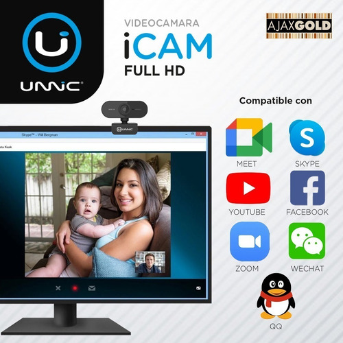 Imagen 4 de 6 de Camara Web Webcam Usb Pc Full Hd 1080p Plug & Play Microfono
