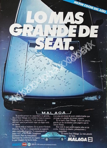 Cartel Retro Cartel De Autos Seat Malaga 1984 /849