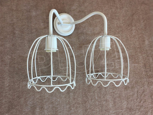 Imagen 3 de 3 de Aplique Pared Pantalla Mini 2 Luces - Jaula Hierro Blanco