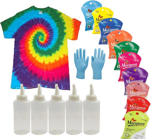 Kit Tie Dye - Colorantes Botellas Ligas Playera Y Guantes