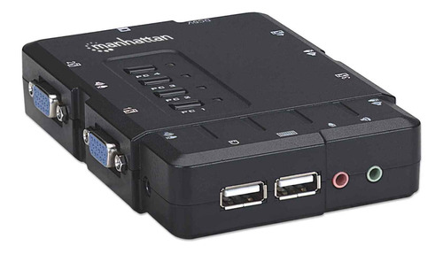 Switch Kvm Manhattan 151269 4 Puertos Vga, Usb A, Audio 3.5m