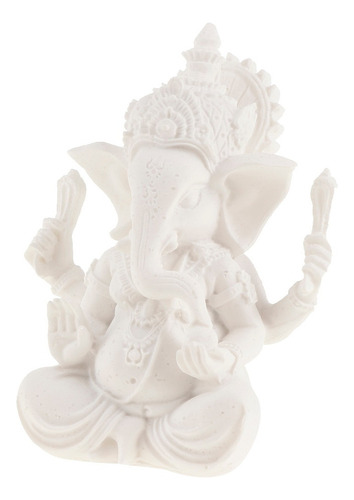 Bien Escultura Del Dios Del Elefante Indio Blanco - 10cm