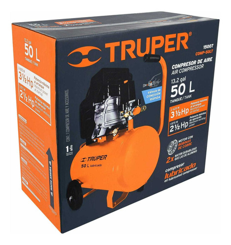 Compresora De Aire Lubricada Truper De 50 Litros