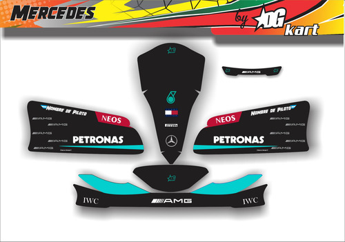 Kit Calcos Karting Laminadas Brillante - F1 Mercedes Benz