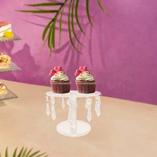 Mini Acrílico Redondo Bolo De Bolo De Bolo Com Pingentes De