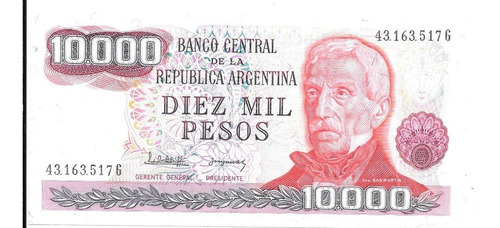 Liquido Billete Argentina 10.000 Pesos Ley 18188 Unc