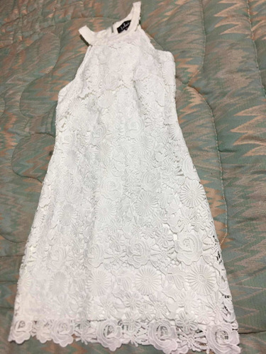 Lulus Vestido De Diseñador Para Dama Talla M 28 Blanco Borda