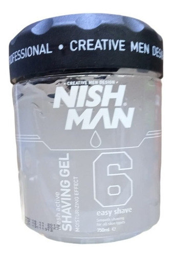Nish Man Shaving Gel 750ml Profesional Facilita Afeitado COLOR TRANSPARENTE 6
