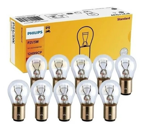 Kit 10 Lâmpada Philips P21/5w 12v 1034 Luz Freio Original