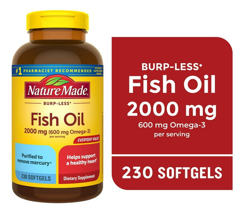 Nature Made Fish Oil 2000mg (600mg Omega-3) 230 Cápsulas 