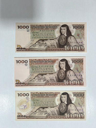 Set 3 Billetes De 1000 Pesos, 3 Diferentes Emisiones. Unc (Usado)