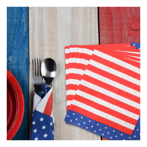 40 Servilletas Americanas De Papel Azul Y Blanco
