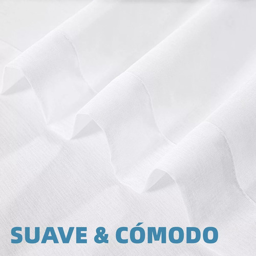Cortina Traslucida Para Sala Dormitorio 140*260cm 2 Paneles Blanco