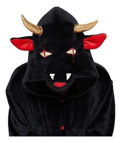 Mameluco Pijama Disfraz Demonio Negro Vampiro Cabra Adulto