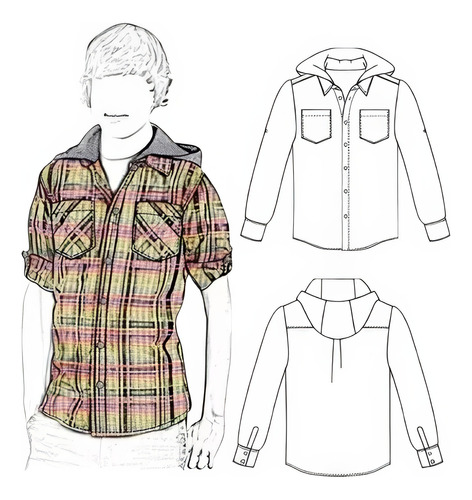 Moldería Textil Unicose - Camisa Con Capucha Niño 1101