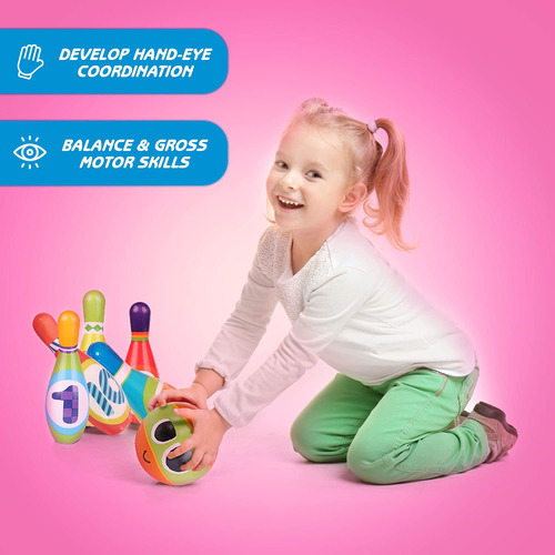 Toyvelt Kids Bowling Set - With 10 Bowling Pins & 2 Balls -