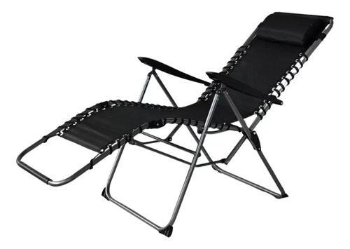 Reposera Miller Plegable Gravedad Cero C/almohada Color Negro