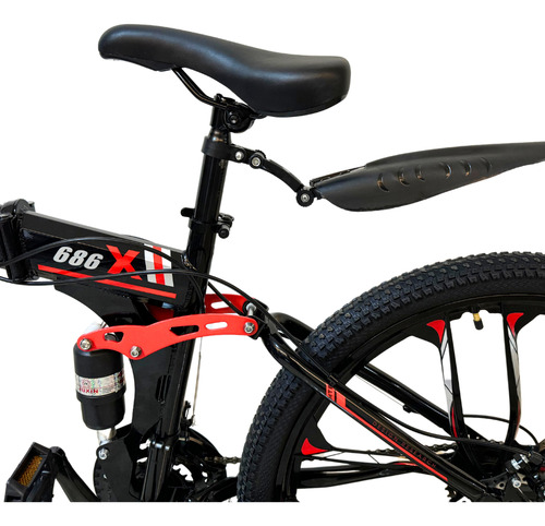 Bicicleta De Montaña Plegable Rodada 26 Color Rojo Con Negro Xiird Modelo W