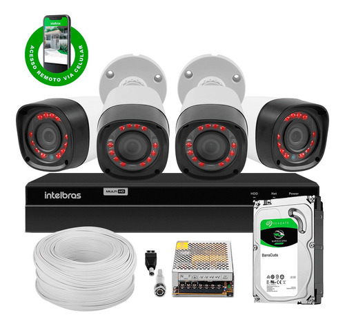 Kit 4 Câmeras 720p Dvr 8 Canais Intelbras 1108 Mhdx + Hd 1tb