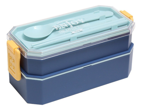 Lonchera Contenedor Comida Lunch Box 2 Niveles Sin Bpa 800ml Color Azul