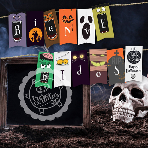 Banderines Para Halloween Español E Ingles! Imprimibles!