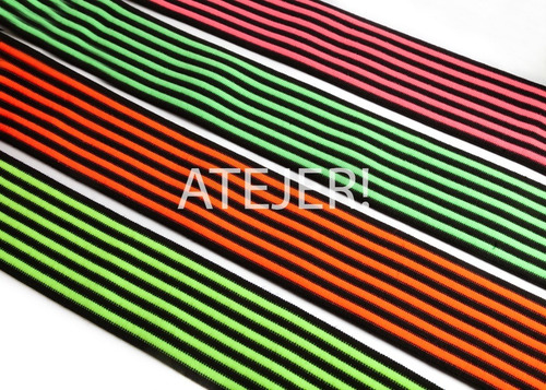 Imagen 5 de 5 de Elástico Rayado Fluo Fb I21 De 75mm X 10 Mts Ideal Cotillón