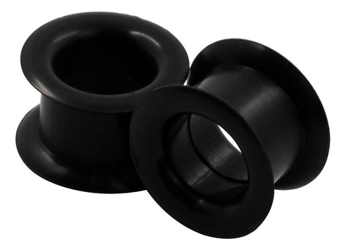 Un Par Negra Expansor De Túnel Silicona Piercing Extensible