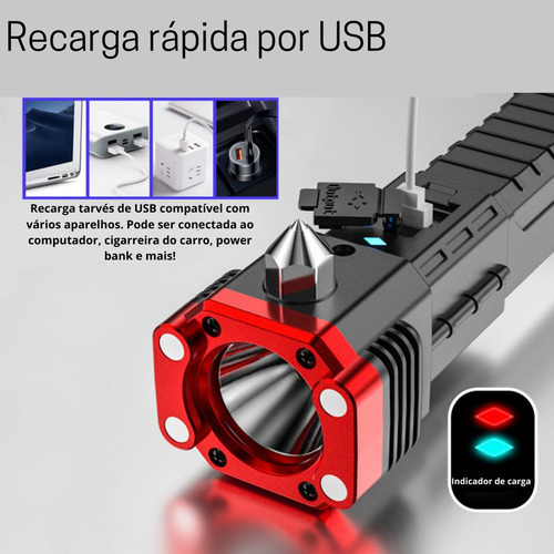 Kit 3 Linterna Tática Militar Indestructible Imã Faca Martel