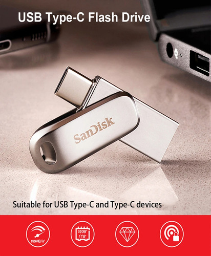 Memoria Usb 3.2 Gen 1 Sandisk 64 Gb Dual Pendrive 400 Mb/s