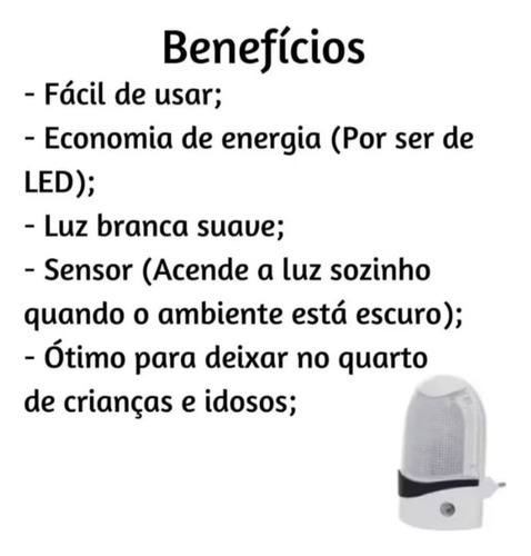 Abajur De Tomada Luminária Bivolt Com Sensor