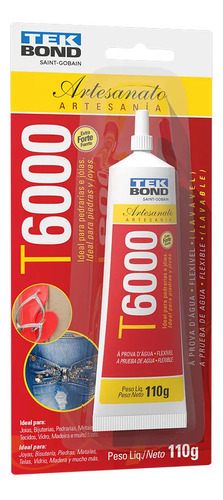 Cola Permanente T6000 110g Artesanato Jóias Tecido Tekbond