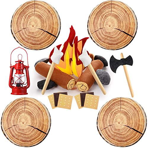 26 Pcs Pretend Camping Play Set Fake Campfire Felt Toys...